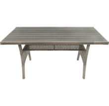 Table de jardin rectangulaire avec plateau à lattes et tressage