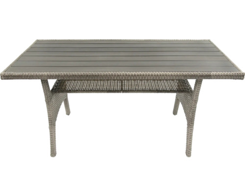Table de jardin rectangulaire avec plateau à lattes et tressage