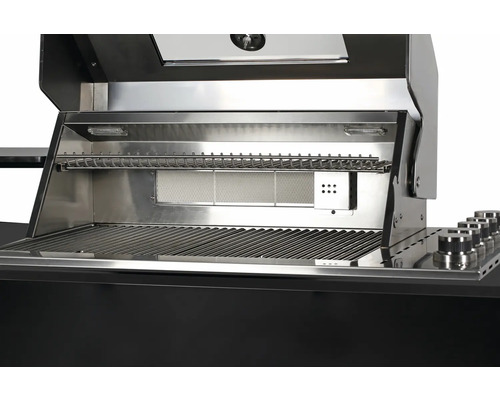 Vue intérieure d''un barbecue à gaz en acier inoxydable