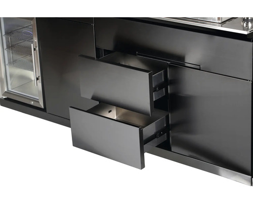 Cuisine d''extérieur noire avec tiroirs