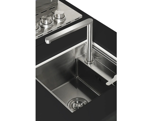 Évier avec robinet en acier inoxydable