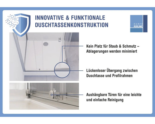 Construction de receveur de douche innovante et fonctionnelle avec des propriétés anti-poussière et des portes amovibles.