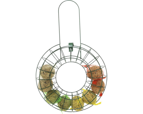 Maison d''oiseaux en métal avec boules de graisse pour mésanges