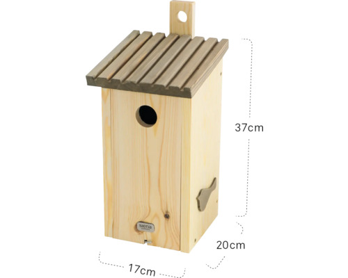 Nid d''oiseau en bois avec des dimensions de 37 x 17 x 20 cm