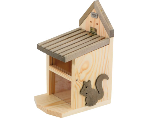 Mangeoire en bois avec motif écureuil