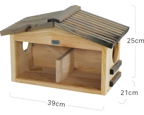 Holzvogelhaus mit den Maßen 39 cm x 21 cm x 25 cm
