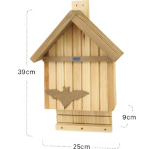 Nichoir à chauves-souris en bois avec des dimensions de 39 cm de hauteur, 25 cm de largeur et 9 cm de profondeur