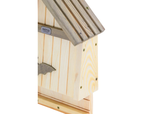 Fledermauskasten aus Holz mit Schwalbenschwanz und Siena Garden Logo