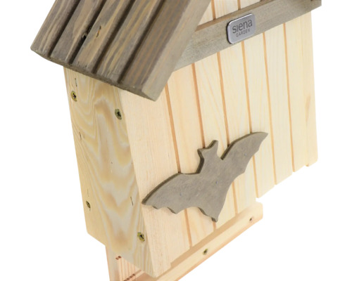 Fledermauskasten aus Holz mit Fledermausmotiv