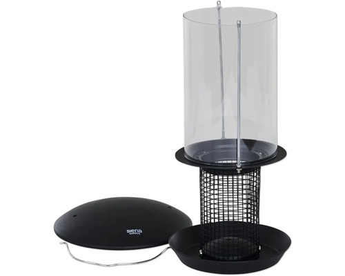 Mangeoire pour oiseaux Siena Garden avec silo à nourriture transparent et treillis métallique