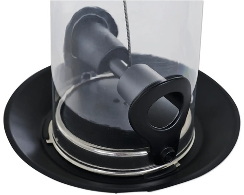 Vue détaillée d''une mangeoire pour oiseaux avec dispositif de suspension