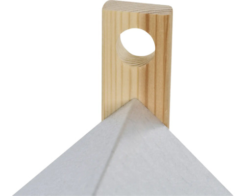 Vue détaillée d''une suspension en bois pour nichoir avec trou