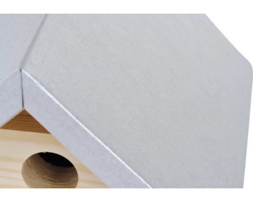 Vue détaillée d''un nichoir avec trou d''envol et toit