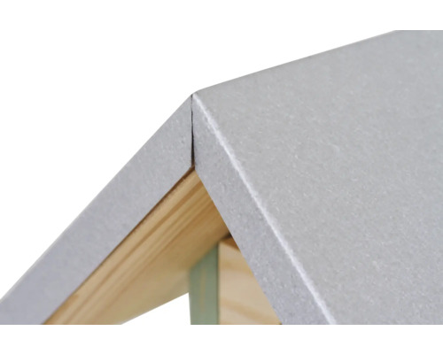 Vue détaillée de la construction du toit avec cadre en bois et plaques de fibrociment