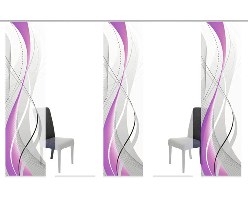 Panneaux coulissants avec motif abstrait et chaise dans la pièce