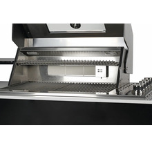 Gril en acier inoxydable avec couvercle ouvert et grille