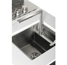 Évier en acier inoxydable avec robinet pour cuisine extérieure