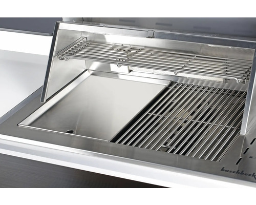 Gril en acier inoxydable avec grille de cuisson et grille de maintien au chaud
