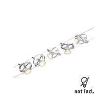 Système d''éclairage à câbles à cinq spots avec ampoules, ampoules non incluses