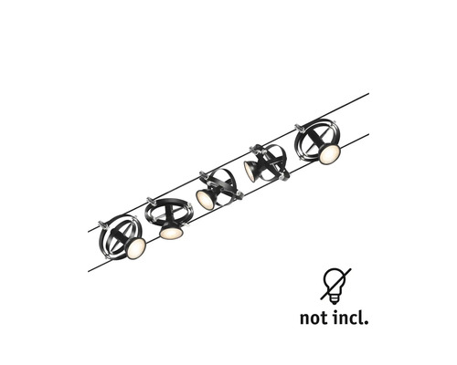 Système de rails avec six spots, ampoules non incluses