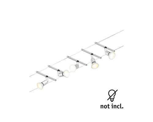 Système d''éclairage sur câble avec cinq spots, ampoules non incluses