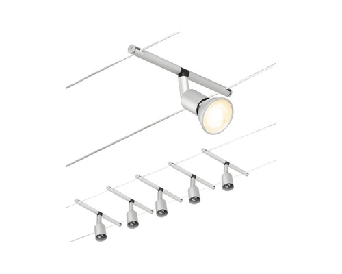 Six systèmes d''éclairage sur câble argentés pour l''intérieur