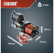 Treuil électrique Masse d''une force de traction de 2041 kilogrammes et d''une taille de 318 x 113 x 118 millimètres