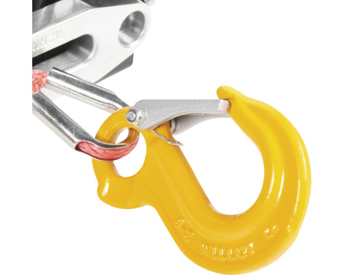 Gelber Lasthaken mit Sicherung