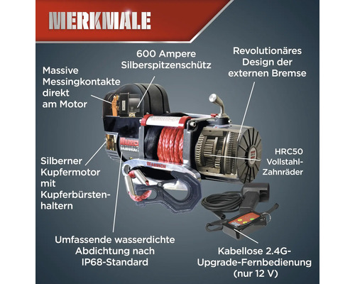 Drahtseilwinde mit Fernbedienung und technischen Details