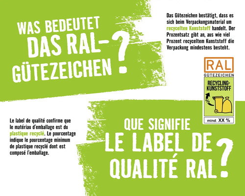 Informationen zum RAL-Gütezeichen für recycelte Kunststoffe in Verpackungen.