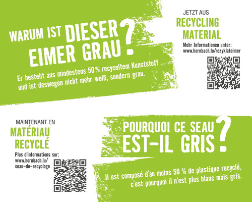 Informationen zum Eimer aus Recyclingmaterial