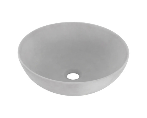 Graues Aufsatzwaschbecken mit rundem Design und Abflussloch
