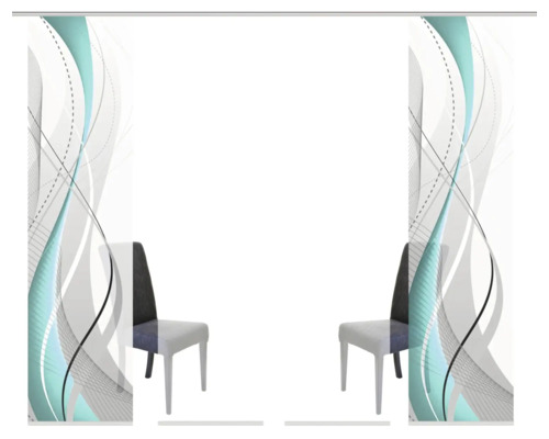 Panneaux japonais avec motif abstrait et chaises