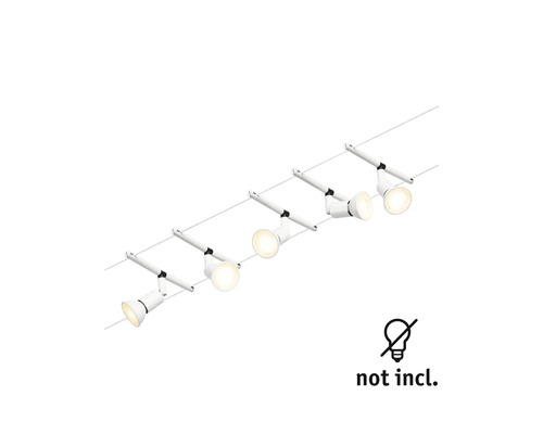 Système de rails avec cinq spots, ampoules non incluses