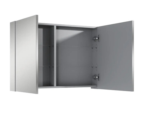 Armoire de toilette ouverte avec étagères en verre pour la salle de bain