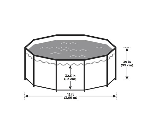 Abbildung eines Aufstellpools mit Maßangaben