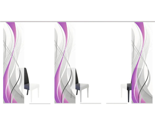 Panneau coulissant avec motif abstrait et chaise