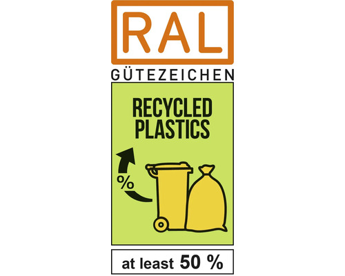Label de qualité RAL Recycled Plastics, au moins 50 pour cent