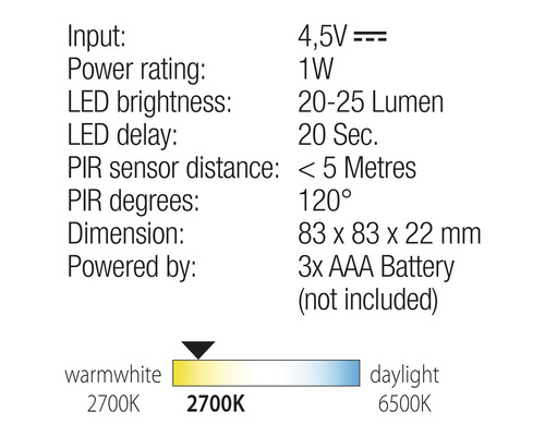 Veilleuse LED Q-Link avec détecteur de mouvement fonctionnement sur batterie blanc 2 pièces