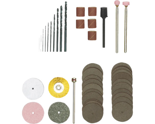 Zubehörset für Schleifwerkzeuge mit verschiedenen Schleifaufsätzen, Bohrern und Polierwerkzeugen