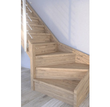 Holztreppe mit Edelstahlgeländer