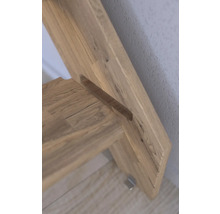 Pertura Wangentreppe Notos Eiche ohne Setzstufen Seitenwange unbehandelt Eiche 1/4-gewendelt unten rechts 87 cm 13 Stufen / 14 Steigungen Stabgeländer