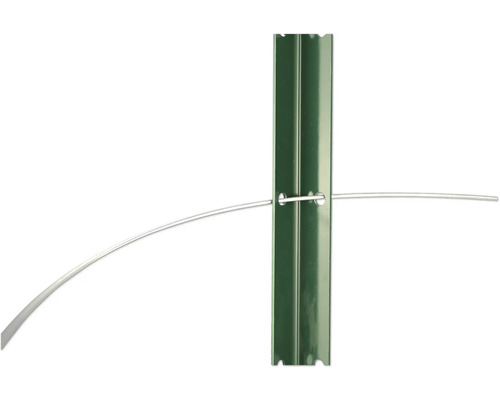 Vue détaillée d''une fixation de poteau métallique pour supports de plantes grimpantes