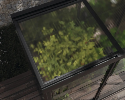 Vue détaillée du toit en verre d''une serre