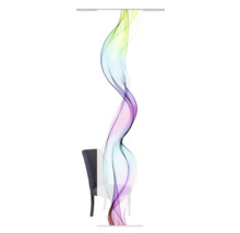 Roll-up-Banner mit farbigem Rauchmotiv und Stuhl