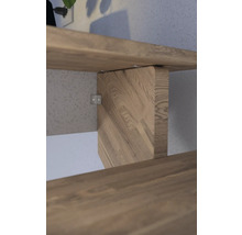 Pertura Wangentreppe Atanas Eiche mit Setzstufen Seitenwange unbehandelt Eiche 1/4-gewendelt unten rechts 100 cm 13 Stufen / 14 Steigungen Stabgeländer