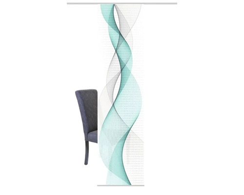 Image enroulée avec motif ondulé abstrait à côté d''une chaise