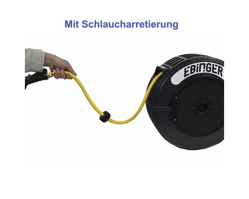 Ebinger Schlauchaufroller mit Schlauch und Schlaucharretierung