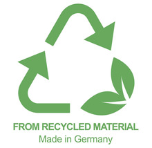Symbol für recyceltes Material, hergestellt in Deutschland