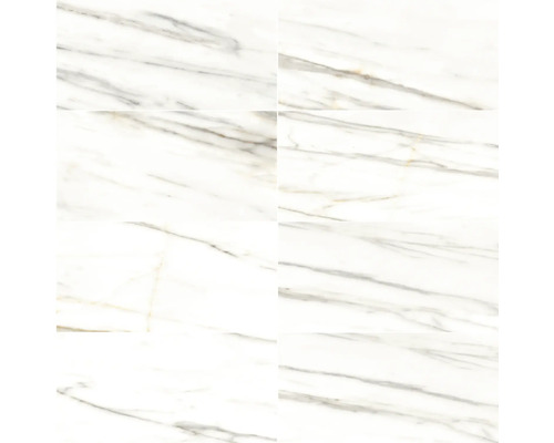 Carrelage blanc aspect marbre.